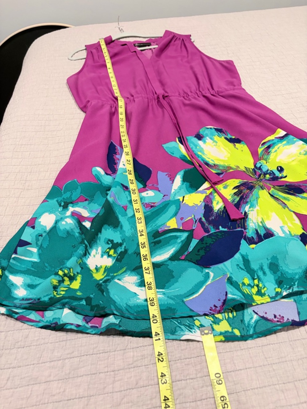 Lane Bryant Magenta Sleeveless Drawstring Waist Floral Hem Dress 18/20 - Picture 5 of 6
